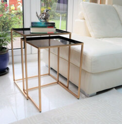 Aspect Furniture Myla Metal Nest Of 2 Table, Gold/black - thumbnail 3