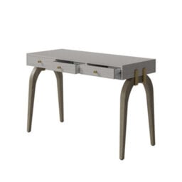 Wyld Haus Palermo White Textured Concrete Top Oak 3-Drawer Desk - thumbnail 4