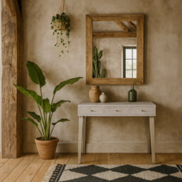Wyld Haus Palermo White Textured Concrete Top Oak 3-Drawer Desk - thumbnail 2