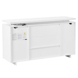 Abrihome Modern Led Sideboard With 1 Drawer And 4 Doors Storage Cabinet, White And Natural Finish, Perfect For Living Room Hallway Kitchen - thumbnail 9