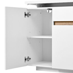 Abrihome Modern Led Sideboard With 1 Drawer And 4 Doors Storage Cabinet, White And Natural Finish, Perfect For Living Room Hallway Kitchen - thumbnail 8