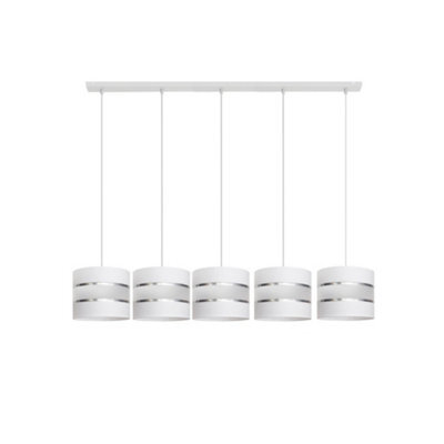 Luminosa Lighting Luminosa Helen Straight Bar Pendant Ceiling Light White, Silver 115Cm