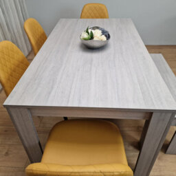 Kosy Koala Grey Dining Table Set With 4 Diamond Stitched Mustard Chairs And 1 Bench - thumbnail 7