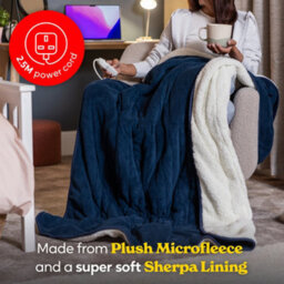 Russell Hobbs Electric Blanket 120W Heated Throw Blue 9 Heat Settings With 2 Year Guarantee Rhht1003Blu - thumbnail 6