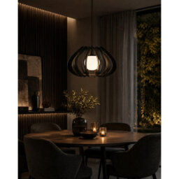 Luminosa Lighting Luminosa Alva Wire Frame Pendant Ceiling Light Black 1X E27 - thumbnail 2