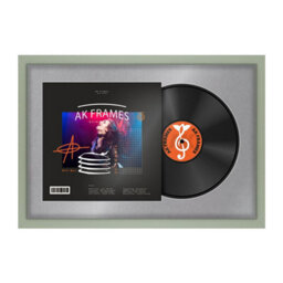 "AK Frames 25X17"" Green Modern Vinyl Record Frame With Mid Grey Mount For 12 Inch Lp Cover & Disc - Overlapped Design" - thumbnail 1