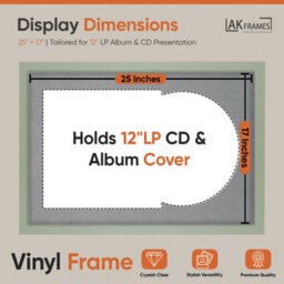 "AK Frames 25X17"" Green Modern Vinyl Record Frame With Mid Grey Mount For 12 Inch Lp Cover & Disc - Overlapped Design" - thumbnail 2