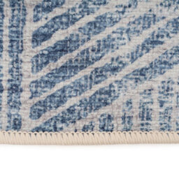 Loomed Denim Blue Geometric Distressed Washable Living Room Area Rug 160Cm X 230Cm - thumbnail 4