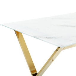 Beliani Dining Table Attica Marble/ Gold 120 Cm 70 Cm Tempered Glass - thumbnail 5