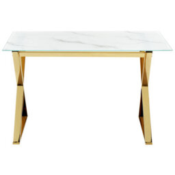 Beliani Dining Table Attica Marble/ Gold 120 Cm 70 Cm Tempered Glass - thumbnail 4
