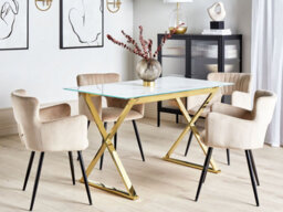 Beliani Dining Table Attica Marble/ Gold 120 Cm 70 Cm Tempered Glass - thumbnail 2