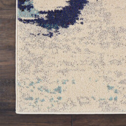 Ivory/teal/blue Rug, Abstract Graphics Rug, Stain-Resistant Rug, Modern Rug For Bedroom, & Dining Room-66Cm X 114Cm - thumbnail 9