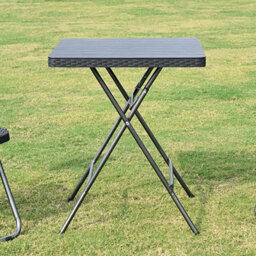 Urbn-Garden Urbngarden 82Cm Height 3 Pcs Black Rattan Design Folding Square Table & Chairs Set - thumbnail 4