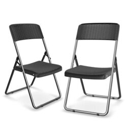Urbn-Garden Urbngarden 82Cm Height 3 Pcs Black Rattan Design Folding Square Table & Chairs Set - thumbnail 3