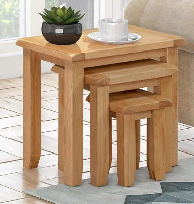 Hallowood Furniture Monchique Oak Nest Of 3 Tables - image 1