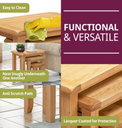 Hallowood Furniture Monchique Oak Nest Of 3 Tables - thumbnail 4