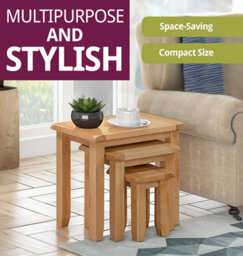 Hallowood Furniture Monchique Oak Nest Of 3 Tables - thumbnail 5