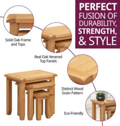 Hallowood Furniture Monchique Oak Nest Of 3 Tables - thumbnail 2