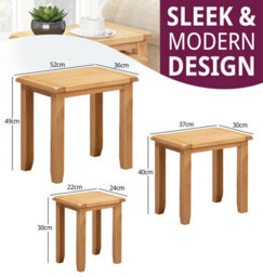 Hallowood Furniture Monchique Oak Nest Of 3 Tables - thumbnail 3