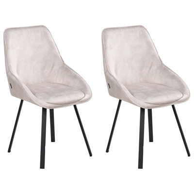 Beliani Set Of 2 Dining Chairs Swivel Terlton Velvet Light Beige - image 1