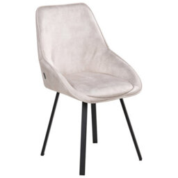 Beliani Set Of 2 Dining Chairs Swivel Terlton Velvet Light Beige - thumbnail 4