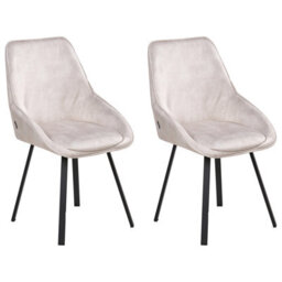 Beliani Set Of 2 Dining Chairs Swivel Terlton Velvet Light Beige - thumbnail 1