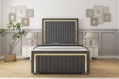 "Sloomy Boston Gold Armour Coniston Bed Frame With 50"" Upholstered Headboard 3' Single" - image 1