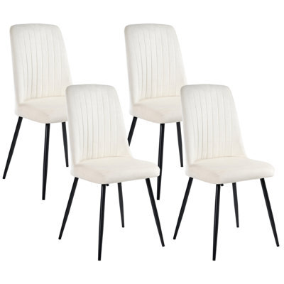 Beliani Set Of 4 Dining Chairs Kirby Velvet Off-White - image 1