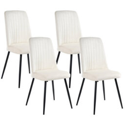 Beliani Set Of 4 Dining Chairs Kirby Velvet Off-White - thumbnail 1