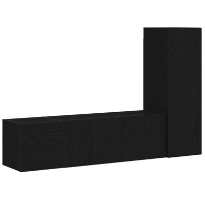 Berkfield Modern 3 Piece Tv Cabinet Set In Black Oak, Made From Engineered Wood.