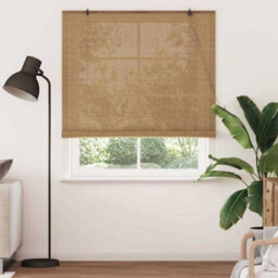 Berkfield Window Blinds & Shades With Curtains Manual Light Brown Bamboo - thumbnail 3