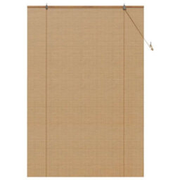Berkfield Window Blinds & Shades With Curtains Manual Light Brown Bamboo - thumbnail 2