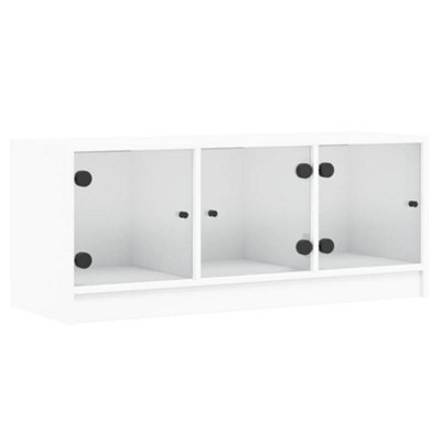 Berkfield Classic Tv Cabinet With Glass Doors White 102X37X42 Cm - image 1