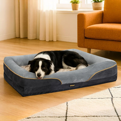 Skylos Dog Bed 91Cm Memory Foam Orthopedic Washable Pet Puppy Grey Mattress - image 1