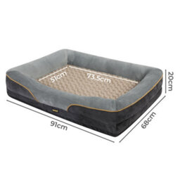 Skylos Dog Bed 91Cm Memory Foam Orthopedic Washable Pet Puppy Grey Mattress - thumbnail 4