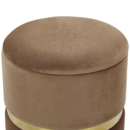 Beliani Set Of 2 Brown Velvet Storage Pouffes With Gold Bar Detail - thumbnail 5