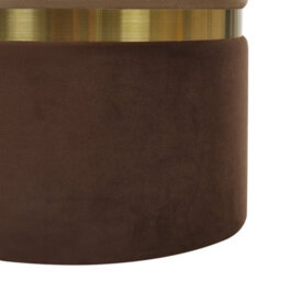 Beliani Set Of 2 Brown Velvet Storage Pouffes With Gold Bar Detail - thumbnail 6
