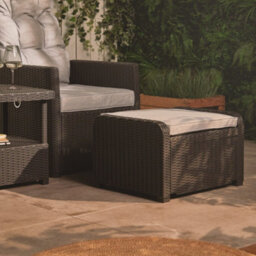 Vonhaus Reclining Rattan Bistro Set, Recliner Lounge Set For Garden, Set Of 2 Sun Loungers Armchairs W/ Footstools & Drinks Table - thumbnail 7