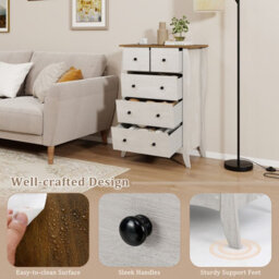 Costway Dresser Bedroom 98 Cm Farmhouse Chest Of Drawers-Grey - thumbnail 2
