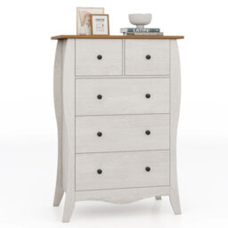 Costway Dresser Bedroom 98 Cm Farmhouse Chest Of Drawers-Grey - thumbnail 1