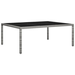 Berkfield Outdoor Dining Table Grey 200X150X74 Cm Poly Rattan - thumbnail 1