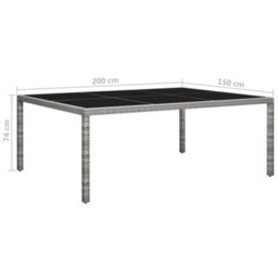 Berkfield Outdoor Dining Table Grey 200X150X74 Cm Poly Rattan - thumbnail 5