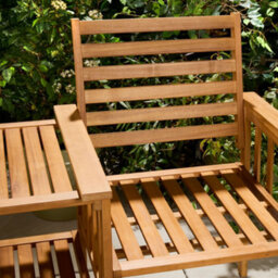 Vonhaus Garden Love Seat, Acacia Wood Outdoor Jack & Jill Loveseat With Teak Oil Coating, Weather Resistant, Cannes - thumbnail 4