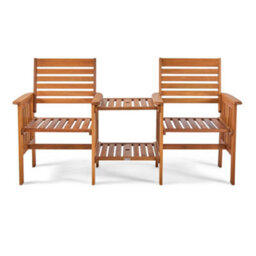 Vonhaus Garden Love Seat, Acacia Wood Outdoor Jack & Jill Loveseat With Teak Oil Coating, Weather Resistant, Cannes - thumbnail 9
