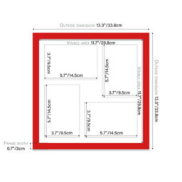 12X12 Inch 4 Opening Photo Collage Frame, Display Four 6X4 Inch Photos, Multi Aperture Family Picture Frame, Red - thumbnail 4