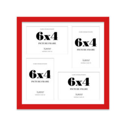 12X12 Inch 4 Opening Photo Collage Frame, Display Four 6X4 Inch Photos, Multi Aperture Family Picture Frame, Red - thumbnail 2