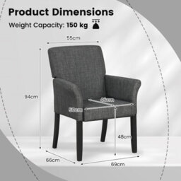 Gainoom Waiting Room Chair Fabric Executive Reception Chair W/ Padded Armrests - thumbnail 2