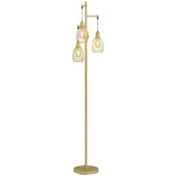 Homcom Industrial 3-Light Floor Lamp Dimmable Led Standing Lamp, Gold Tone - thumbnail 2