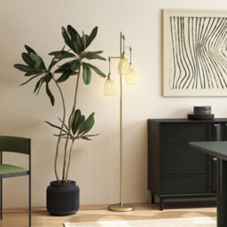 Homcom Industrial 3-Light Floor Lamp Dimmable Led Standing Lamp, Gold Tone - thumbnail 8