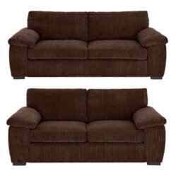 Amalfi Lilly Choclate Brown Jumbo Cord Fabric Sofa 3 And 2 Seater Set - thumbnail 1